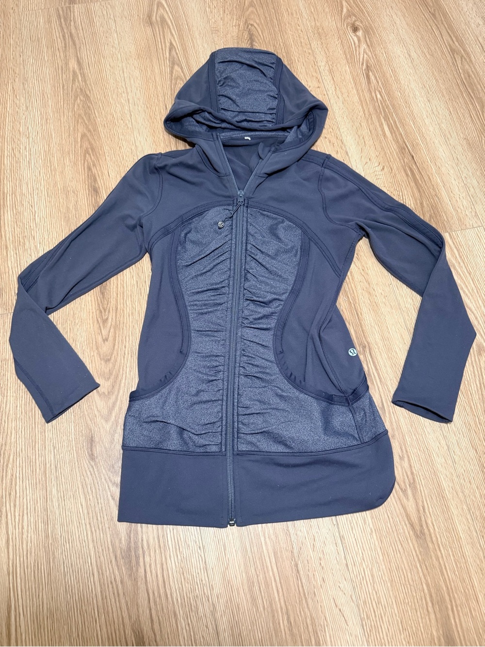 Lululemon Women's Size 4 Gray Ruched Full Zip Hoodie Jacket Heathered Panels